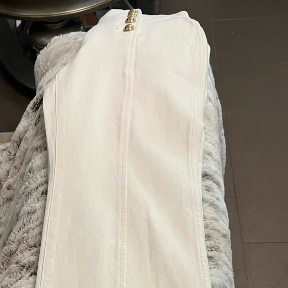 🆕 ⚓️ Michael Kors Sailor High Rise Flared Leg Jeans with gold hardware Buttons - Picture 10 of 17